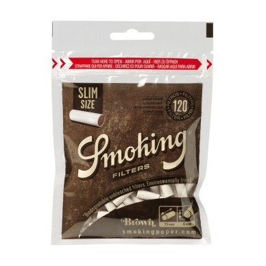 Фильтры для самокруток Smoking - Slim Brown (120 штук, 15x6 мм) купить в Перми