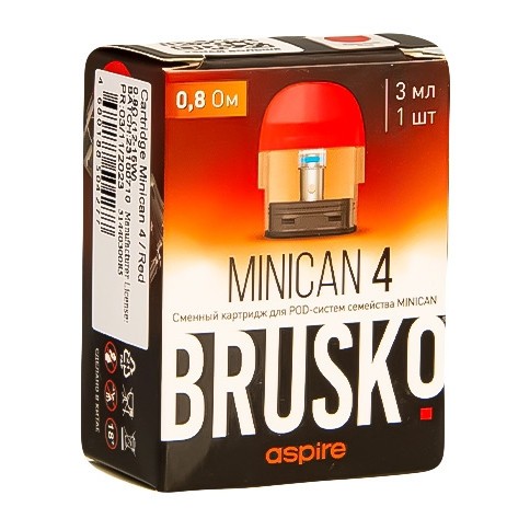 Сменный картридж Brusko - Minican 4 (0.8 Ом, Красный) купить в Перми