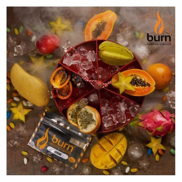 Табак Burn - Tsunami (Тропические Фрукты со Льдом, 100 грамм) купить в Перми