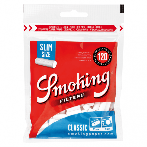 Фильтры для самокруток Smoking - Slim Classic (120 штук, 15x6 мм) купить в Перми