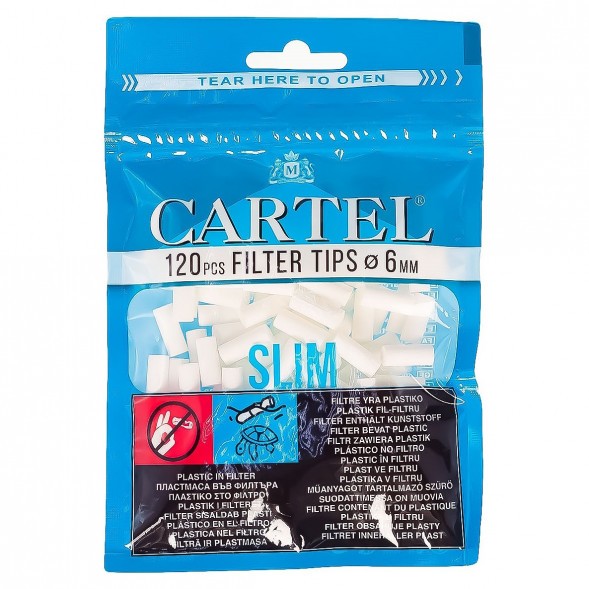 Фильтры для самокруток Cartel - Slim (120 штук, 15х6 мм) купить в Перми