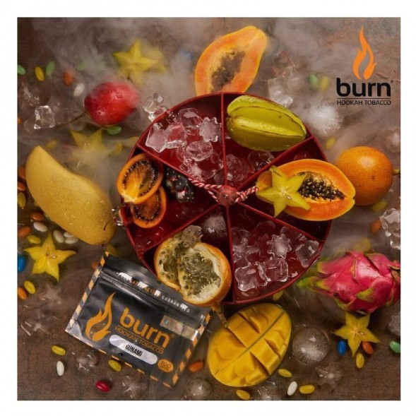 Табак Burn - Tsunami (Тропические Фрукты со Льдом, 25 грамм) купить в Перми