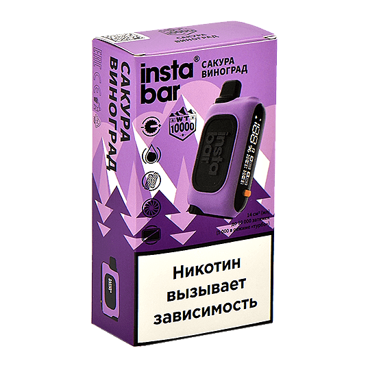 PLONQ INSTABAR WT - Сакура Виноград (Sakura Grape, 10000 затяжек) купить в Перми