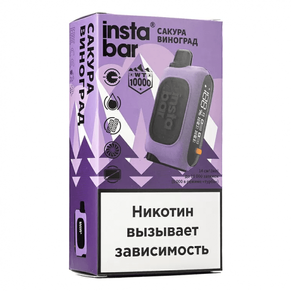 PLONQ INSTABAR WT - Сакура Виноград (Sakura Grape, 10000 затяжек) купить в Перми