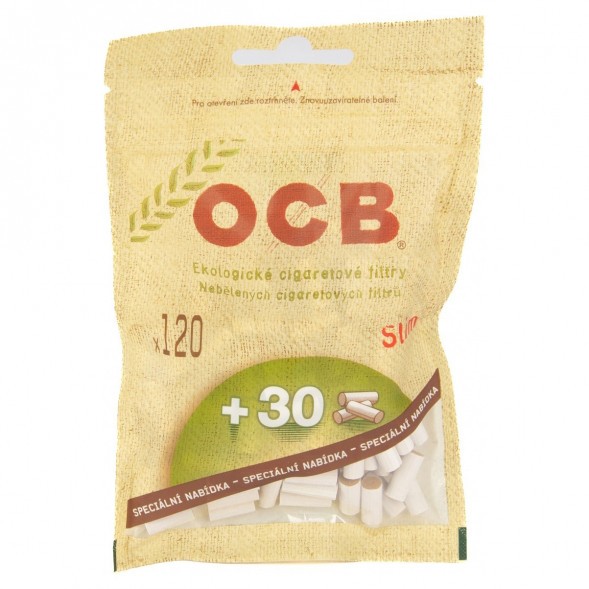 Фильтры для самокруток OCB - Ecologycal Slim Organic (120+30 штук, 15х6 мм) купить в Перми